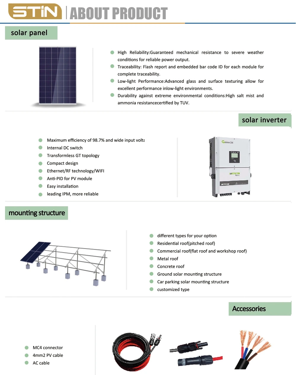 OEM Customized 20kw on Grid Solar Power System with Wide Application